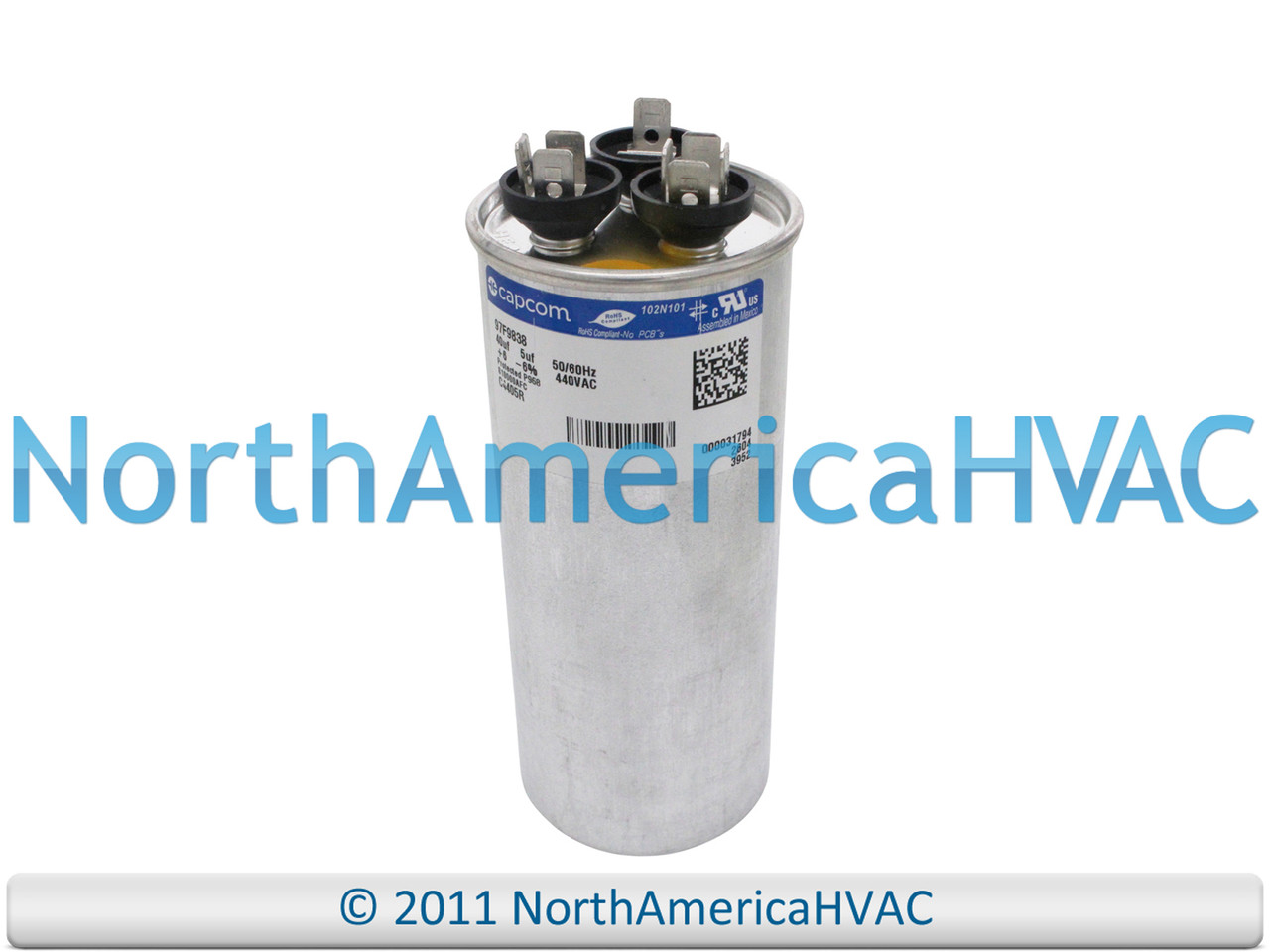 Capcom GE Genteq Dual Run Capacitor Round 40/5 uf MFD 440 volt